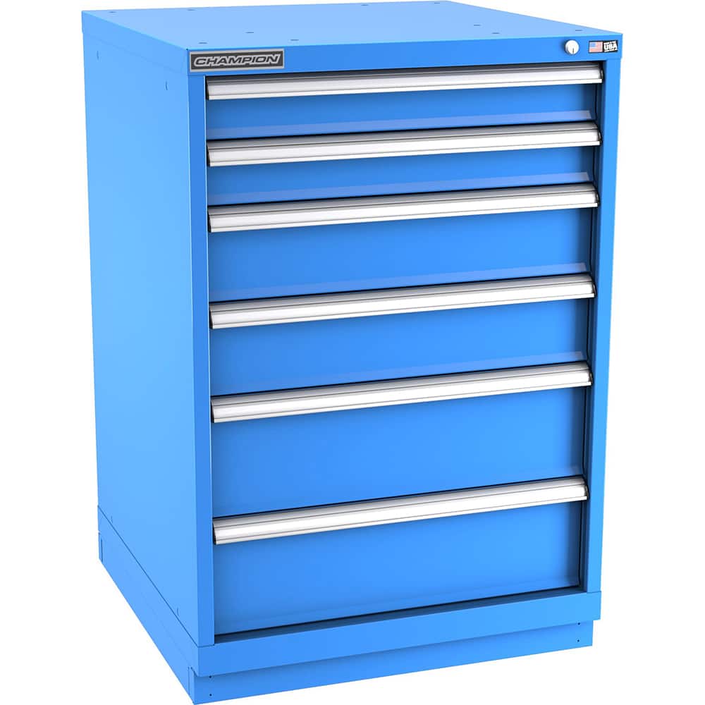 Champion Tool Storage - Modular Storage Cabinets; Type: Counter-Height Standard Width Drawer Cabinet ; Number of Drawers: 6.000 ; Height (Inch): 41-3/4 ; Width (Inch): 28-1/4 ; Depth (Inch): 28-1/2 ; Color: Bright Blue - Exact Tool & Supply