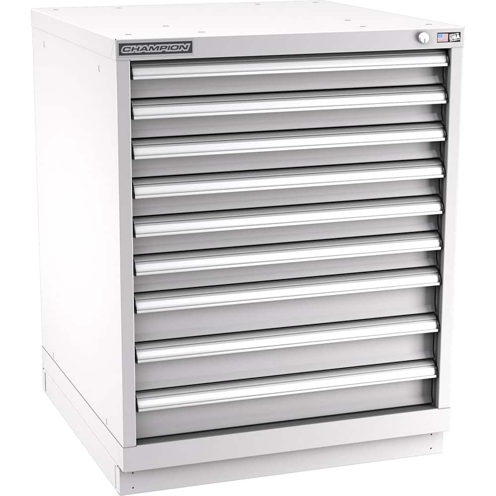 Champion Tool Storage - Modular Storage Cabinets; Type: Bench-Height Standard Width Drawer Cabinet ; Number of Drawers: 9.000 ; Height (Inch): 35-7/8 ; Width (Inch): 28-1/4 ; Depth (Inch): 28-1/2 ; Color: Light Gray - Exact Tool & Supply