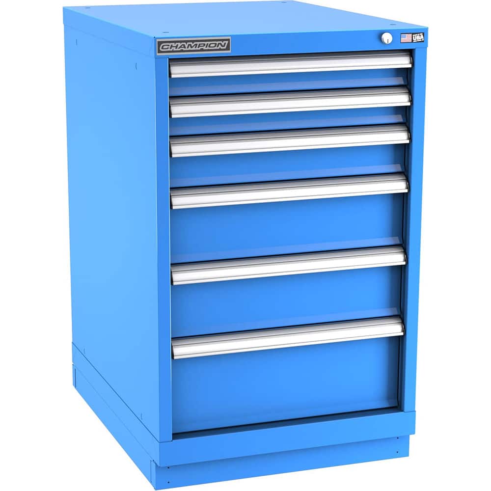 Champion Tool Storage - Modular Storage Cabinets; Type: Bench-Height Narrow Width Drawer Cabinet ; Number of Drawers: 6.000 ; Height (Inch): 35-7/8 ; Width (Inch): 22-3/16 ; Depth (Inch): 28-1/2 ; Color: Bright Blue - Exact Tool & Supply