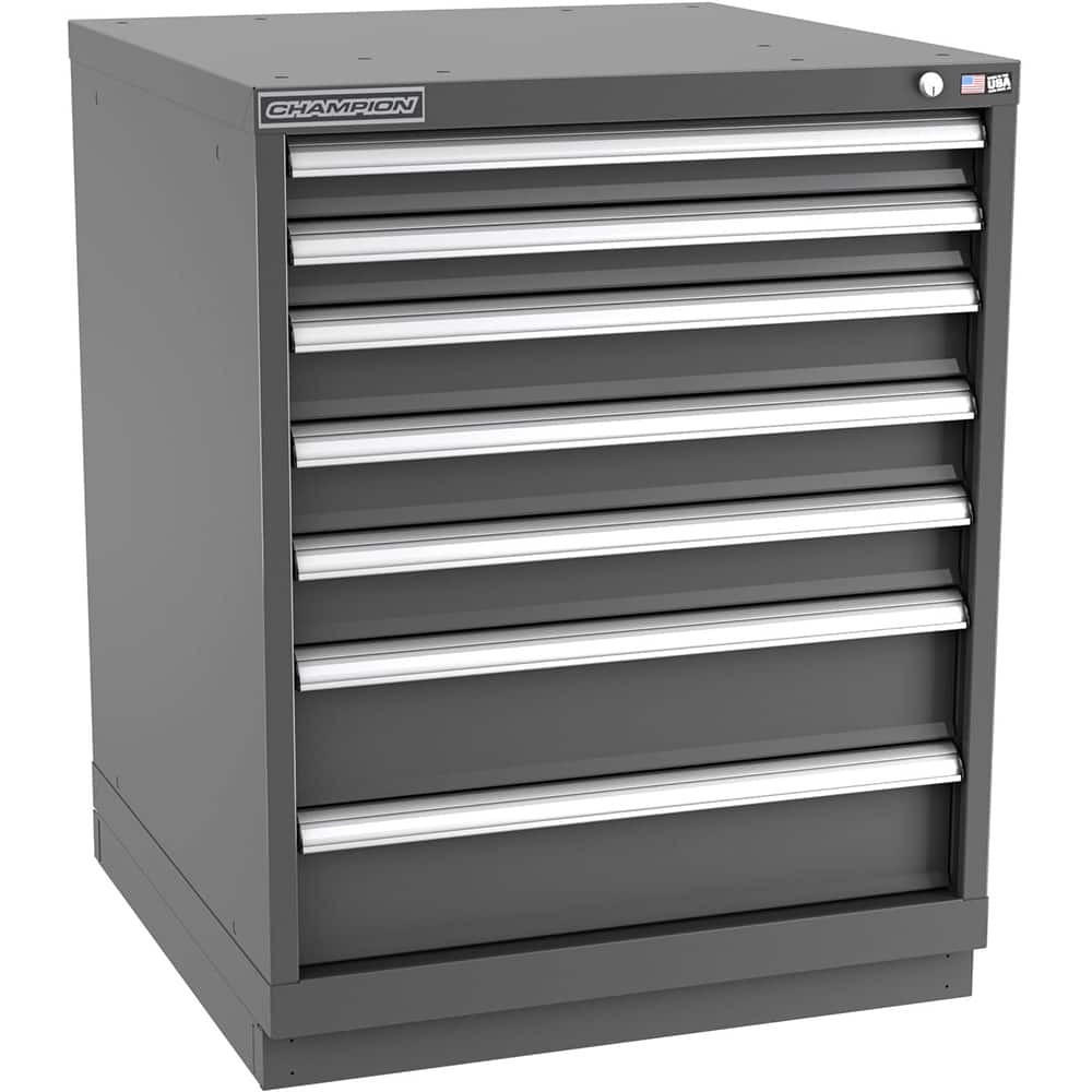 Champion Tool Storage - Modular Storage Cabinets; Type: Bench-Height Standard Width Drawer Cabinet ; Number of Drawers: 7.000 ; Height (Inch): 35-7/8 ; Width (Inch): 28-1/4 ; Depth (Inch): 28-1/2 ; Color: Dark Gray - Exact Tool & Supply