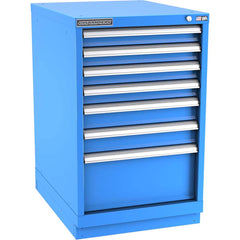 Champion Tool Storage - Modular Storage Cabinets; Type: Bench-Height Narrow Width Drawer Cabinet ; Number of Drawers: 7.000 ; Height (Inch): 35-7/8 ; Width (Inch): 22-3/16 ; Depth (Inch): 28-1/2 ; Color: Bright Blue - Exact Tool & Supply
