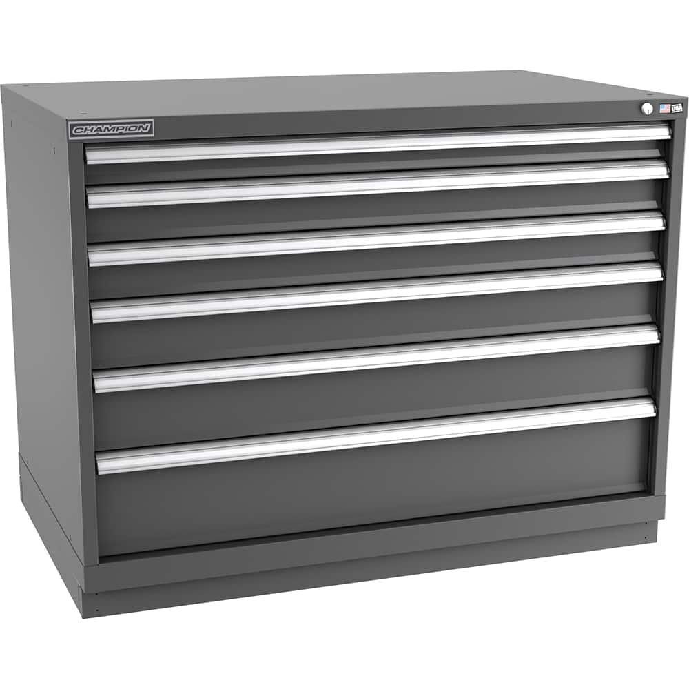 Champion Tool Storage - Modular Storage Cabinets; Type: Bench-Height Extra Width Drawer Cabinet ; Number of Drawers: 6.000 ; Height (Inch): 35-7/8 ; Width (Inch): 47 ; Depth (Inch): 28-1/2 ; Color: Dark Gray - Exact Tool & Supply
