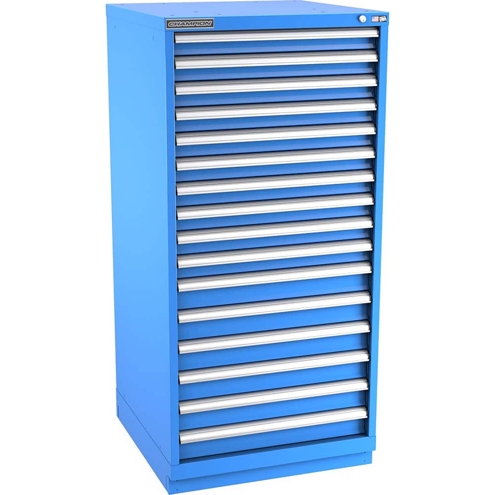 Champion Tool Storage - Modular Storage Cabinets; Type: Eye-Level Standard Width Drawer Cabinet ; Number of Drawers: 16.000 ; Height (Inch): 59-1/2 ; Width (Inch): 28-1/4 ; Depth (Inch): 28-1/2 ; Color: Bright Blue - Exact Tool & Supply