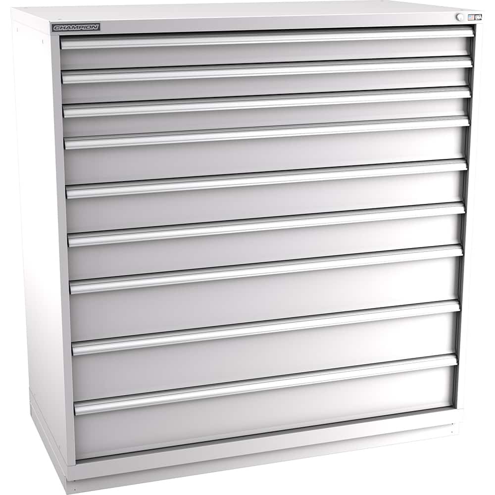 Champion Tool Storage - Modular Storage Cabinets; Type: Eye-Level Double Width Drawer Cabinet ; Number of Drawers: 9.000 ; Height (Inch): 59-1/2 ; Width (Inch): 56-1/2 ; Depth (Inch): 28-1/2 ; Color: Light Gray - Exact Tool & Supply