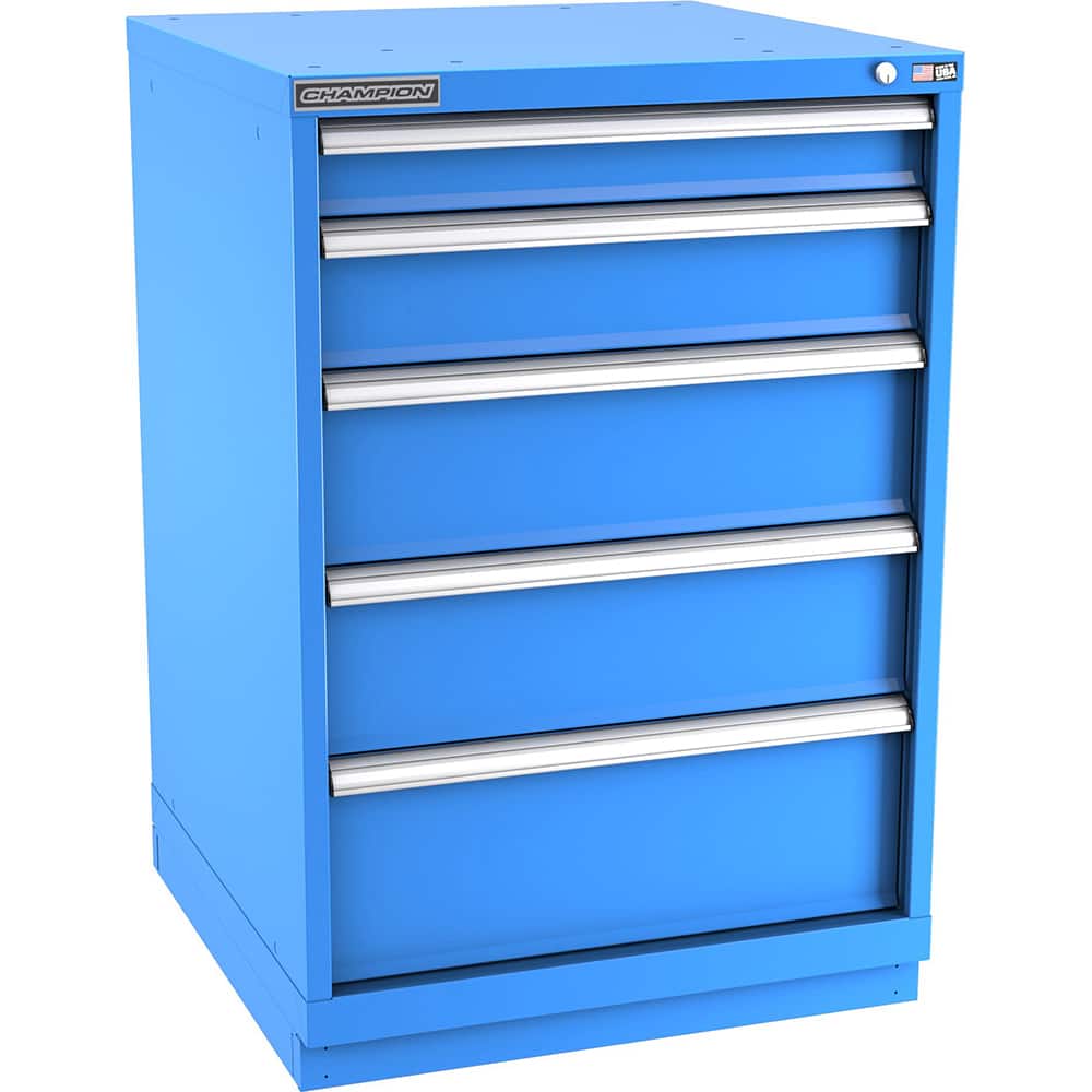 Champion Tool Storage - Modular Storage Cabinets; Type: Counter-Height Standard Width Drawer Cabinet ; Number of Drawers: 5.000 ; Height (Inch): 41-3/4 ; Width (Inch): 28-1/4 ; Depth (Inch): 28-1/2 ; Color: Bright Blue - Exact Tool & Supply