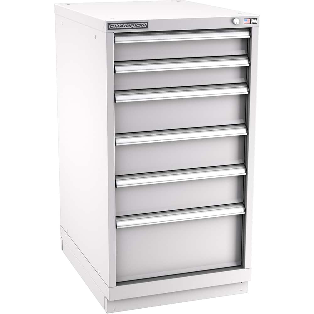 Champion Tool Storage - Modular Storage Cabinets; Type: Counter-Height Narrow Width Drawer Cabinet ; Number of Drawers: 6.000 ; Height (Inch): 41-3/4 ; Width (Inch): 22-3/16 ; Depth (Inch): 28-1/2 ; Color: Light Gray - Exact Tool & Supply