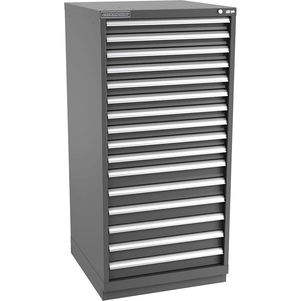 Champion Tool Storage - Modular Storage Cabinets; Type: Eye-Level Standard Width Drawer Cabinet ; Number of Drawers: 16.000 ; Height (Inch): 59-1/2 ; Width (Inch): 28-1/4 ; Depth (Inch): 28-1/2 ; Color: Dark Gray - Exact Tool & Supply