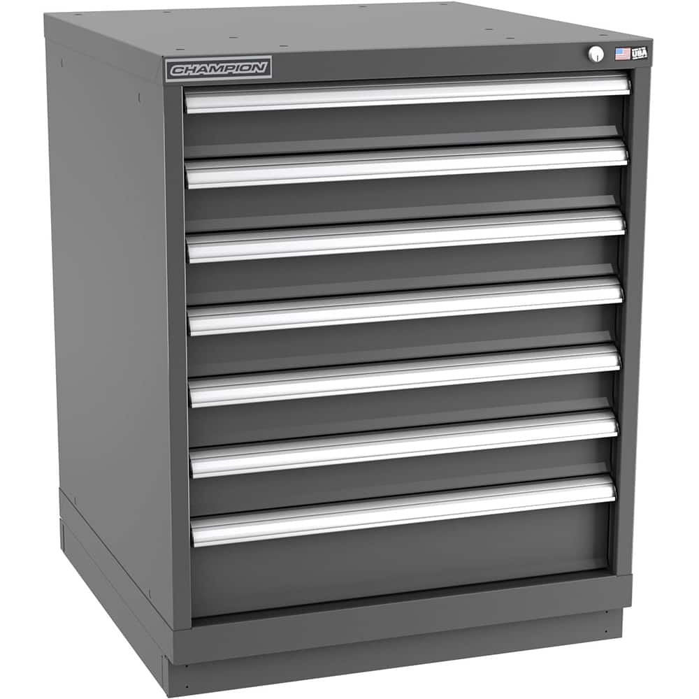 Champion Tool Storage - Modular Storage Cabinets; Type: Bench-Height Standard Width Drawer Cabinet ; Number of Drawers: 7.000 ; Height (Inch): 35-7/8 ; Width (Inch): 28-1/4 ; Depth (Inch): 28-1/2 ; Color: Dark Gray - Exact Tool & Supply