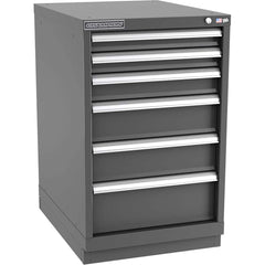 Champion Tool Storage - Modular Storage Cabinets; Type: Bench-Height Narrow Width Drawer Cabinet ; Number of Drawers: 6.000 ; Height (Inch): 35-7/8 ; Width (Inch): 22-3/16 ; Depth (Inch): 28-1/2 ; Color: Dark Gray - Exact Tool & Supply