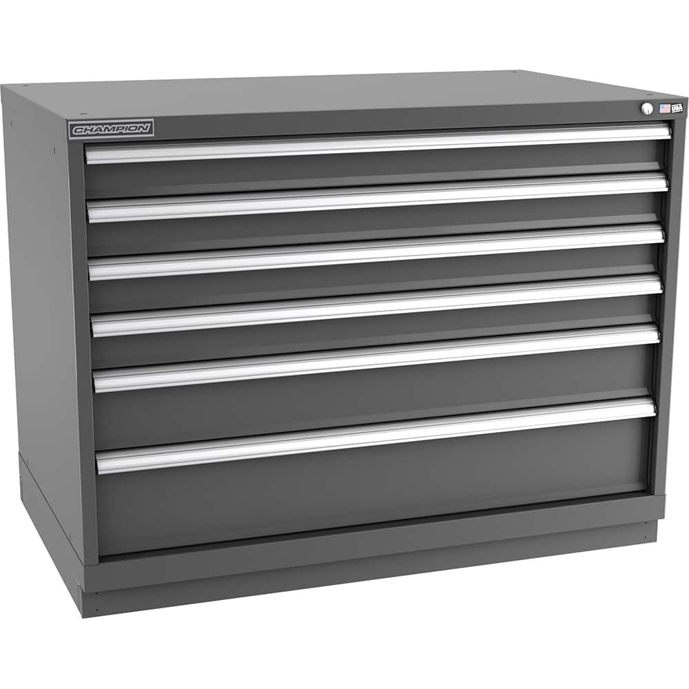Champion Tool Storage - Modular Storage Cabinets; Type: Bench-Height Extra Width Drawer Cabinet ; Number of Drawers: 6.000 ; Height (Inch): 35-7/8 ; Width (Inch): 47 ; Depth (Inch): 28-1/2 ; Color: Dark Gray - Exact Tool & Supply