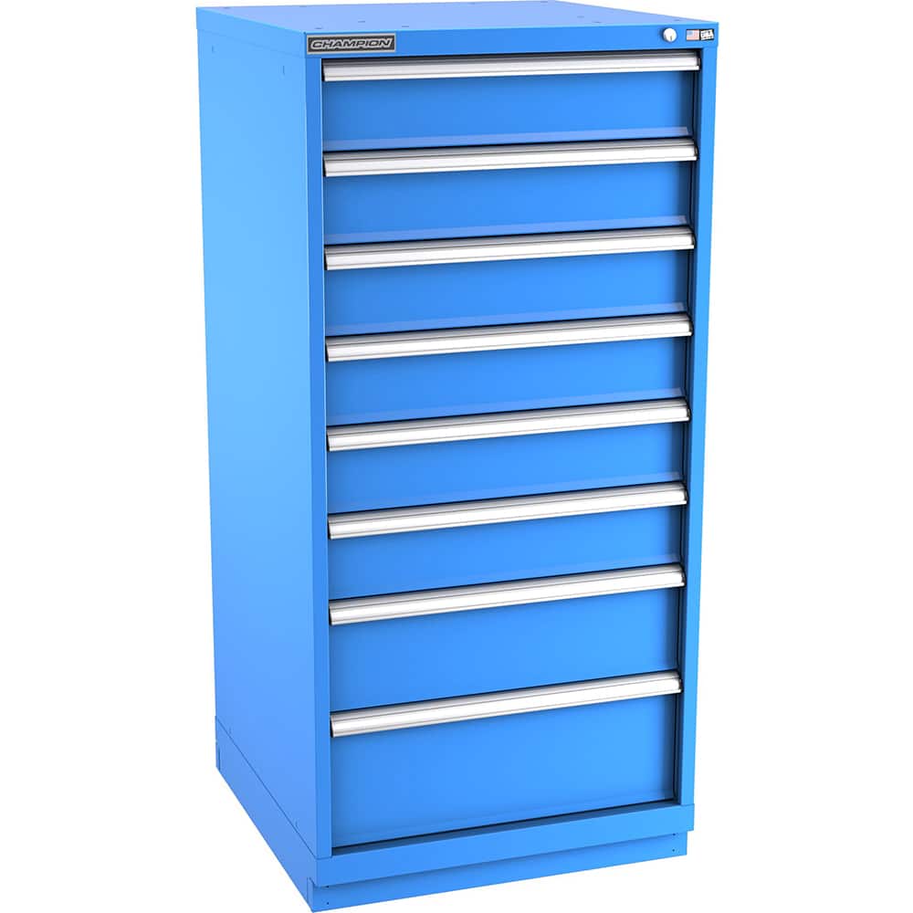 Champion Tool Storage - Modular Storage Cabinets; Type: Eye-Level Standard Width Drawer Cabinet ; Number of Drawers: 8.000 ; Height (Inch): 59-1/2 ; Width (Inch): 28-1/4 ; Depth (Inch): 28-1/2 ; Color: Bright Blue - Exact Tool & Supply