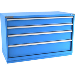Champion Tool Storage - Modular Storage Cabinets; Type: Bench-Height Double Width Drawer Cabinet ; Number of Drawers: 4.000 ; Height (Inch): 35-7/8 ; Width (Inch): 56-1/2 ; Depth (Inch): 28-1/2 ; Color: Bright Blue - Exact Tool & Supply