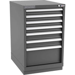 Champion Tool Storage - Modular Storage Cabinets; Type: Bench-Height Narrow Width Drawer Cabinet ; Number of Drawers: 7.000 ; Height (Inch): 35-7/8 ; Width (Inch): 22-3/16 ; Depth (Inch): 28-1/2 ; Color: Dark Gray - Exact Tool & Supply