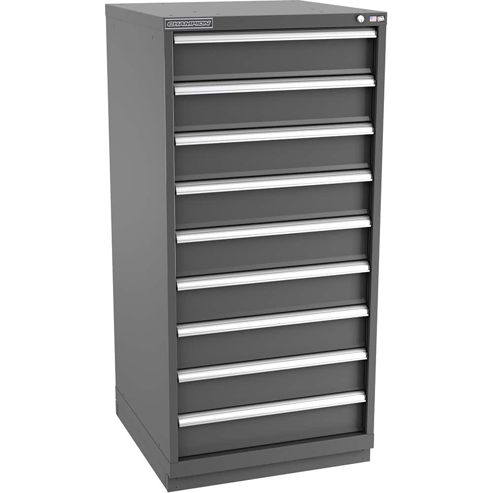 Champion Tool Storage - Modular Storage Cabinets; Type: Eye-Level Standard Width Drawer Cabinet ; Number of Drawers: 9.000 ; Height (Inch): 59-1/2 ; Width (Inch): 28-1/4 ; Depth (Inch): 28-1/2 ; Color: Dark Gray - Exact Tool & Supply