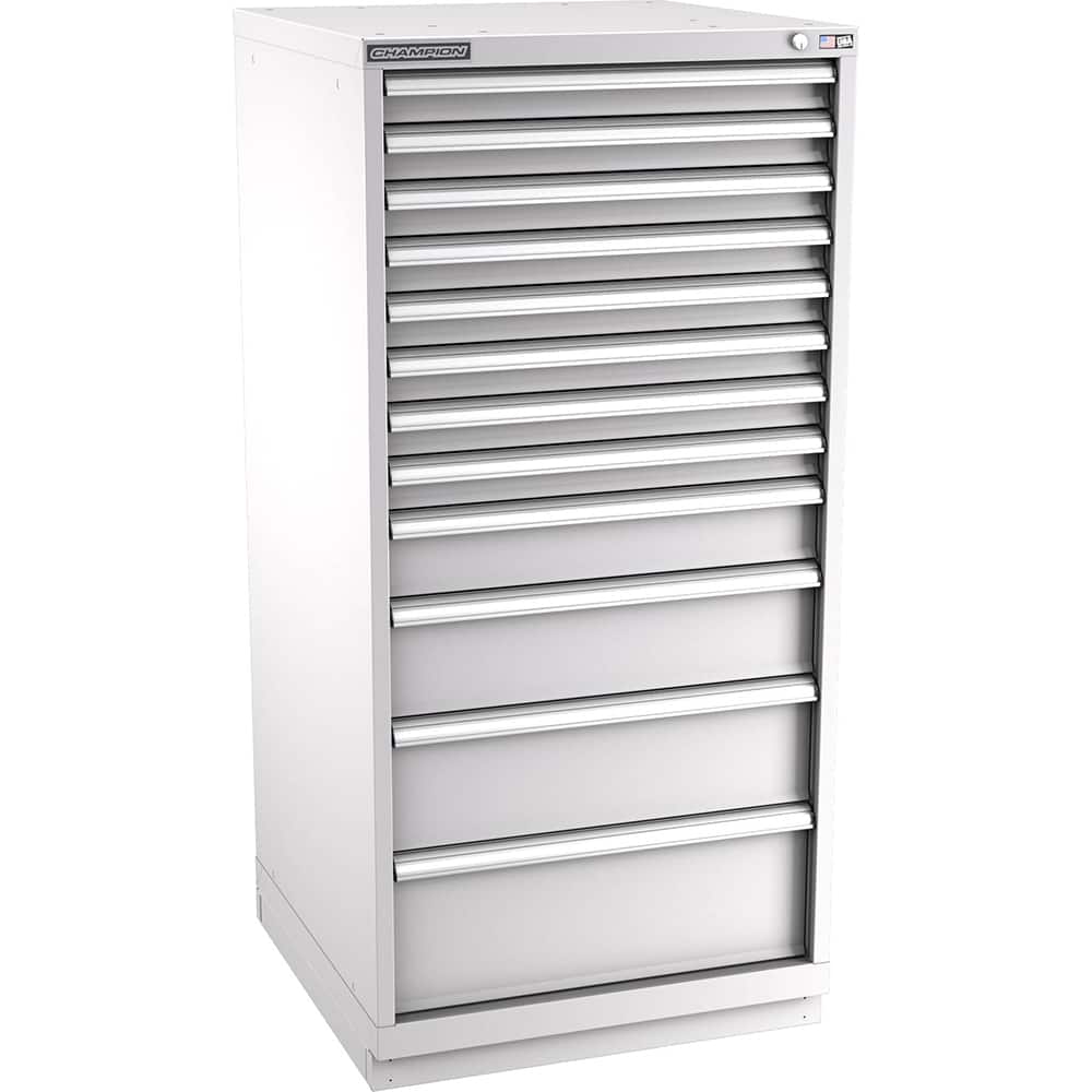 Champion Tool Storage - Modular Storage Cabinets; Type: Eye-Level Standard Width Drawer Cabinet ; Number of Drawers: 12.000 ; Height (Inch): 59-1/2 ; Width (Inch): 28-1/4 ; Depth (Inch): 28-1/2 ; Color: Light Gray - Exact Tool & Supply