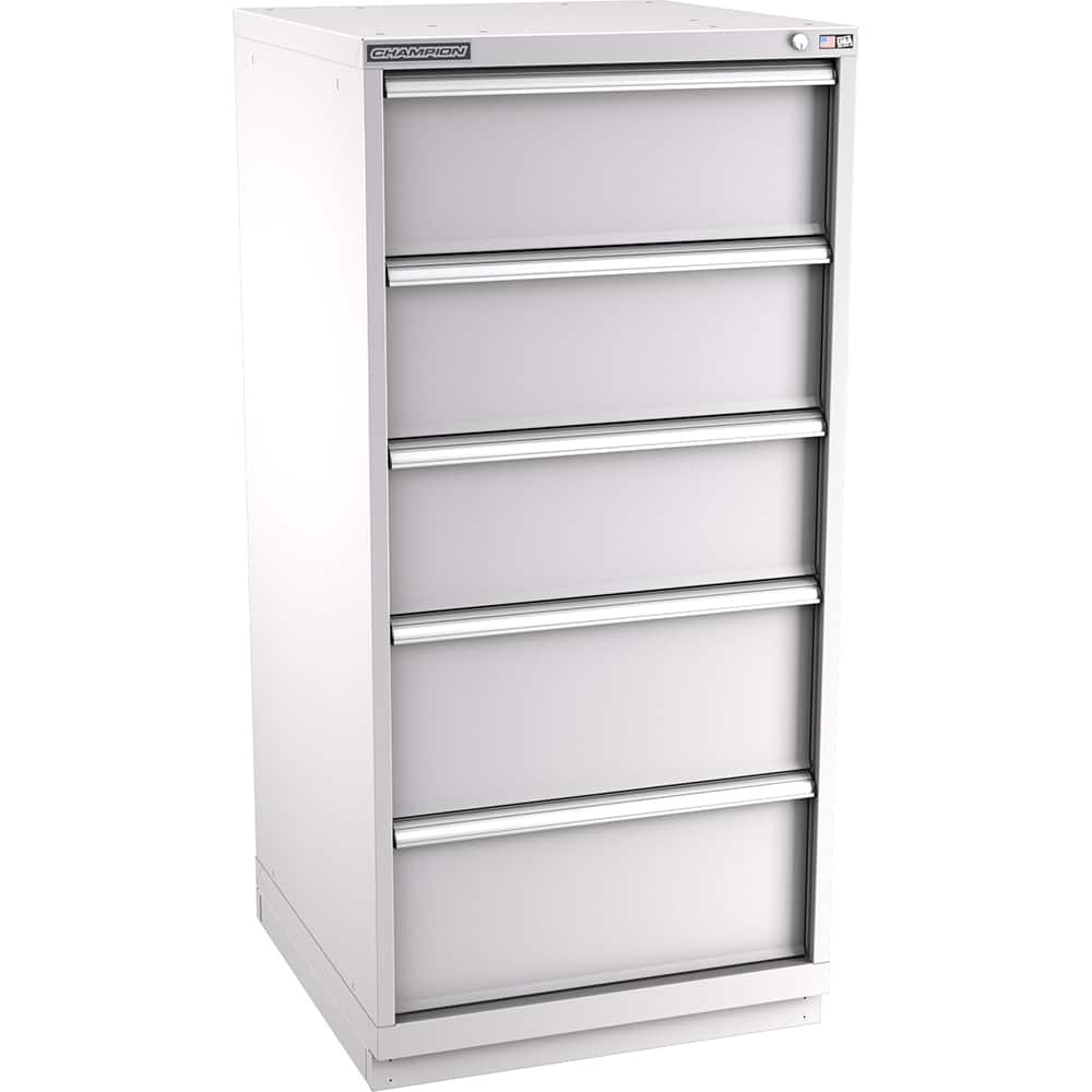 Champion Tool Storage - Modular Storage Cabinets; Type: Eye-Level Standard Width Drawer Cabinet ; Number of Drawers: 5.000 ; Height (Inch): 59-1/2 ; Width (Inch): 28-1/4 ; Depth (Inch): 28-1/2 ; Color: Light Gray - Exact Tool & Supply