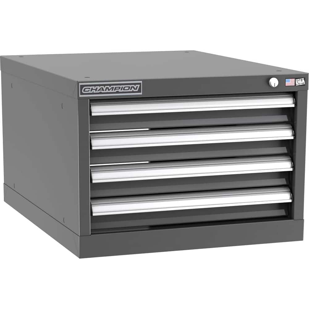 Champion Tool Storage - Modular Storage Cabinets; Type: Under-Desk Narrow Width Drawer Cabinet ; Number of Drawers: 4.000 ; Height (Inch): 15-3/4 ; Width (Inch): 22-3/16 ; Depth (Inch): 28-1/2 ; Color: Dark Gray - Exact Tool & Supply