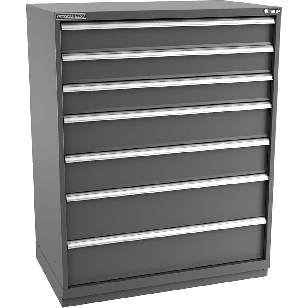 Champion Tool Storage - Modular Storage Cabinets; Type: Eye-Level Extra Width Drawer Cabinet ; Number of Drawers: 7.000 ; Height (Inch): 59-1/2 ; Width (Inch): 47 ; Depth (Inch): 28-1/2 ; Color: Dark Gray - Exact Tool & Supply