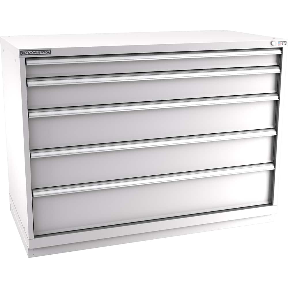 Champion Tool Storage - Modular Storage Cabinets; Type: Counter-Height Double Width Drawer Cabinet ; Number of Drawers: 5.000 ; Height (Inch): 41-3/4 ; Width (Inch): 56-1/2 ; Depth (Inch): 28-1/2 ; Color: Light Gray - Exact Tool & Supply