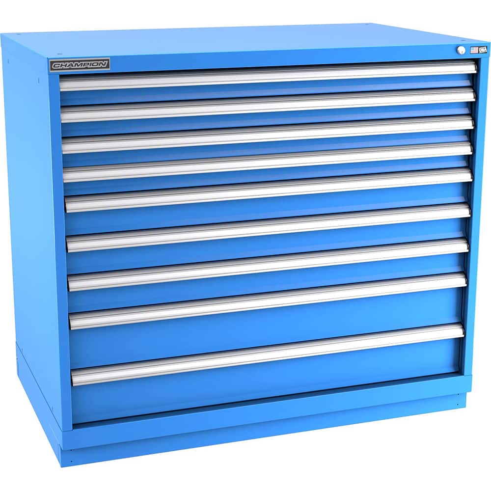 Champion Tool Storage - Modular Storage Cabinets; Type: Counter-Height Extra Width Drawer Cabinet ; Number of Drawers: 9.000 ; Height (Inch): 41-3/4 ; Width (Inch): 47 ; Depth (Inch): 28-1/2 ; Color: Bright Blue - Exact Tool & Supply