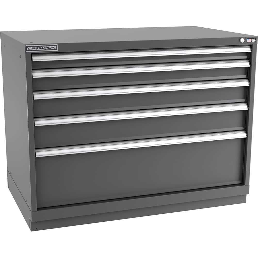 Champion Tool Storage - Modular Storage Cabinets; Type: Bench-Height Extra Width Drawer Cabinet ; Number of Drawers: 5.000 ; Height (Inch): 35-7/8 ; Width (Inch): 47 ; Depth (Inch): 28-1/2 ; Color: Dark Gray - Exact Tool & Supply