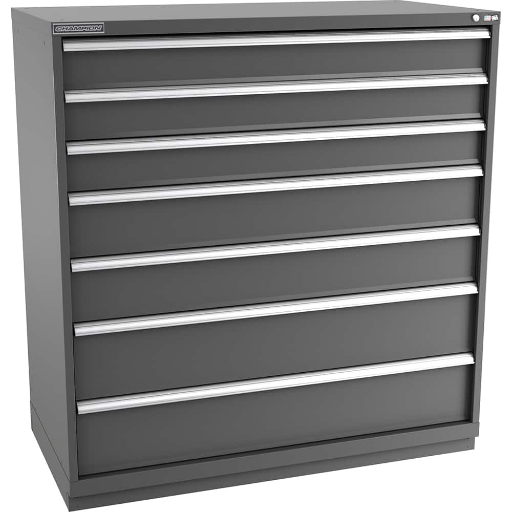 Champion Tool Storage - Modular Storage Cabinets; Type: Eye-Level Double Width Drawer Cabinet ; Number of Drawers: 7.000 ; Height (Inch): 59-1/2 ; Width (Inch): 56-1/2 ; Depth (Inch): 28-1/2 ; Color: Dark Gray - Exact Tool & Supply