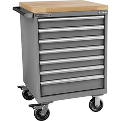 Champion Tool Storage - Mobile Work Centers; Type: Standard Depth Butcher Block Top Cabinet ; Load Capacity (Lb.): 440.000 ; Number of Drawers: 7 ; Width (Inch): 28-1/4 ; Depth (Inch): 28-1/2 ; Height (Inch): 43-1/4 - Exact Tool & Supply