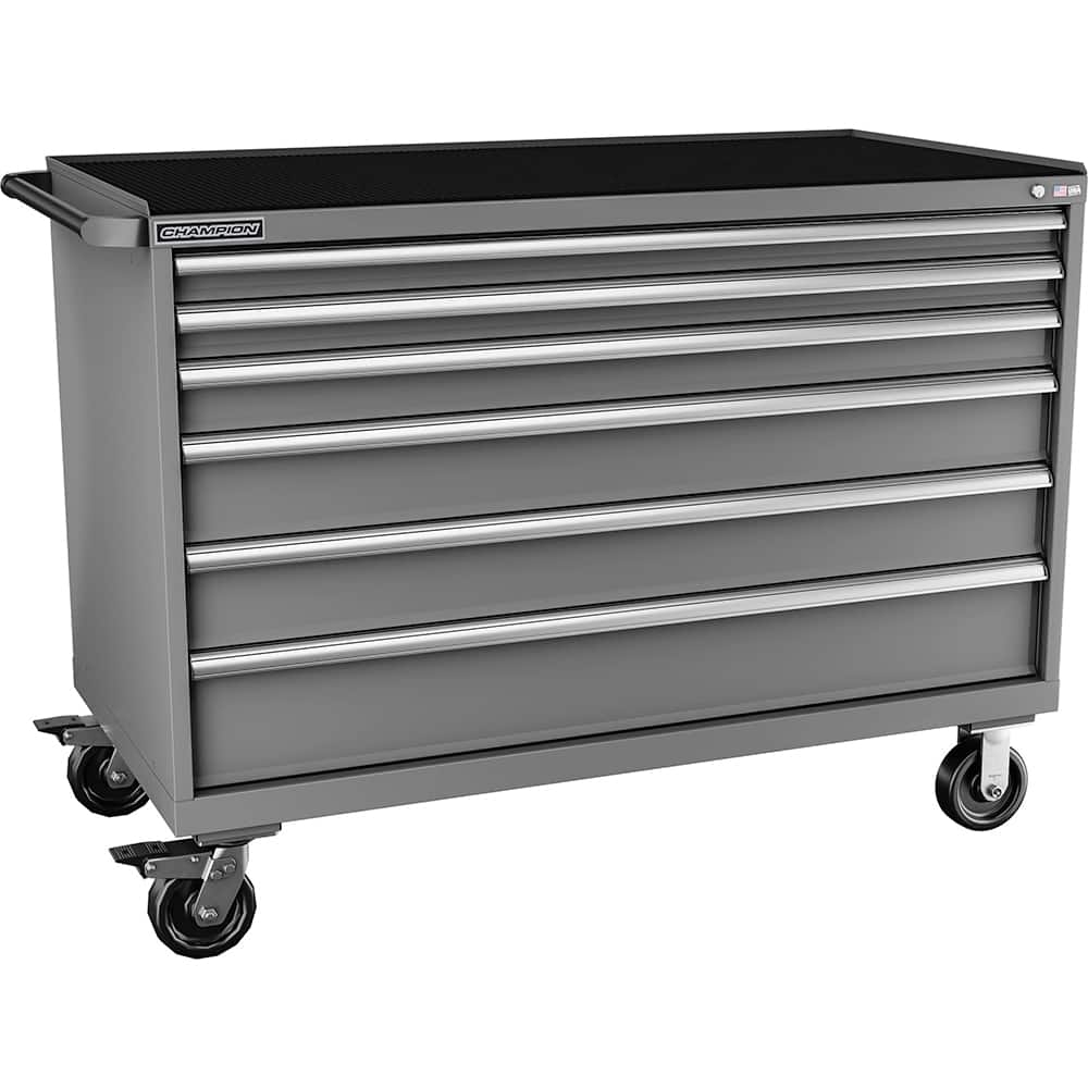 Champion Tool Storage - Mobile Work Centers; Type: Standard Depth Retainer Top Cabinet ; Load Capacity (Lb.): 440.000 ; Number of Drawers: 6 ; Width (Inch): 56-1/2 ; Depth (Inch): 28-1/2 ; Height (Inch): 43-1/4 - Exact Tool & Supply