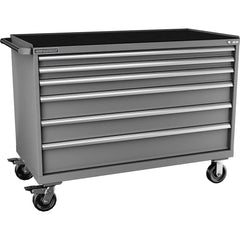 Champion Tool Storage - Mobile Work Centers; Type: Standard Depth Retainer Top Cabinet ; Load Capacity (Lb.): 440.000 ; Number of Drawers: 6 ; Width (Inch): 56-1/2 ; Depth (Inch): 28-1/2 ; Height (Inch): 43-1/4 - Exact Tool & Supply