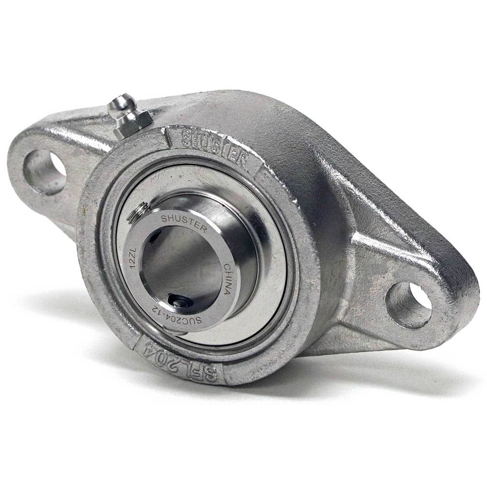 Shuster - SUCSFL206-19, 1-3/16" ID, 80mm OAL x 148mm OAH40.2mm Wide, 2-Bolt Flange Bearing - Exact Tool & Supply