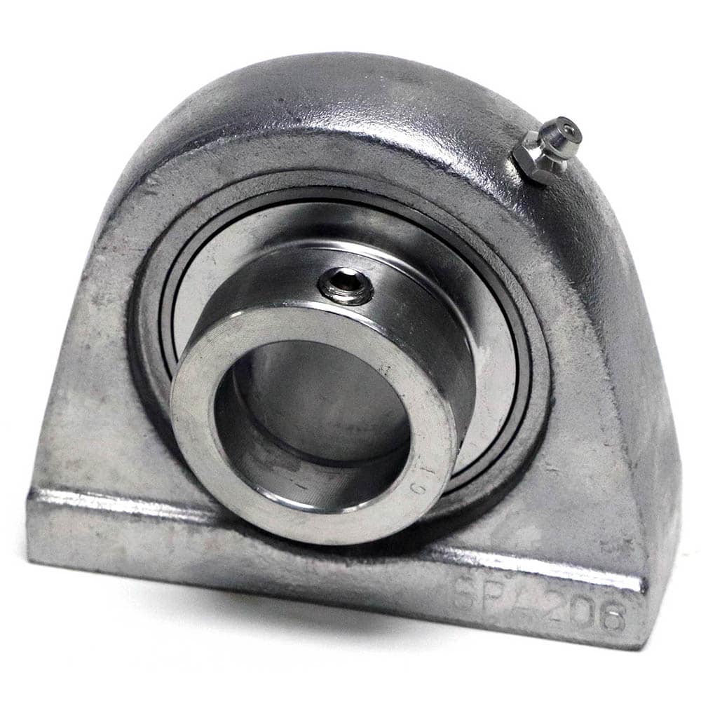 Shuster - SNASPA206-19, 1-3/16" ID, 102mm OAL x 87mm OAH46mm Wide, Tap Base Pillow Block - Exact Tool & Supply