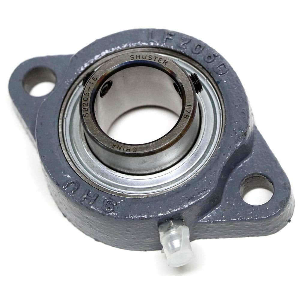 Shuster - SBLF206-19, 1-3/16" ID, 3" OAL x 113mm OAH, 2-Bolt Flange Bearing - Exact Tool & Supply