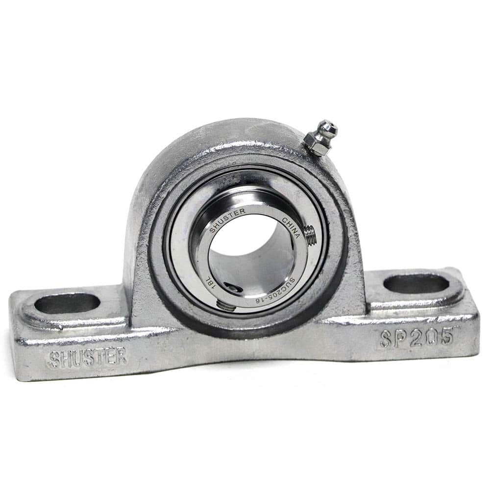 Shuster - SUCSP210-31, 1-15/16" ID, 204mm OAL x 112.5mm OAH59.5mm Wide, Ball Bearing Pillow Block - Exact Tool & Supply