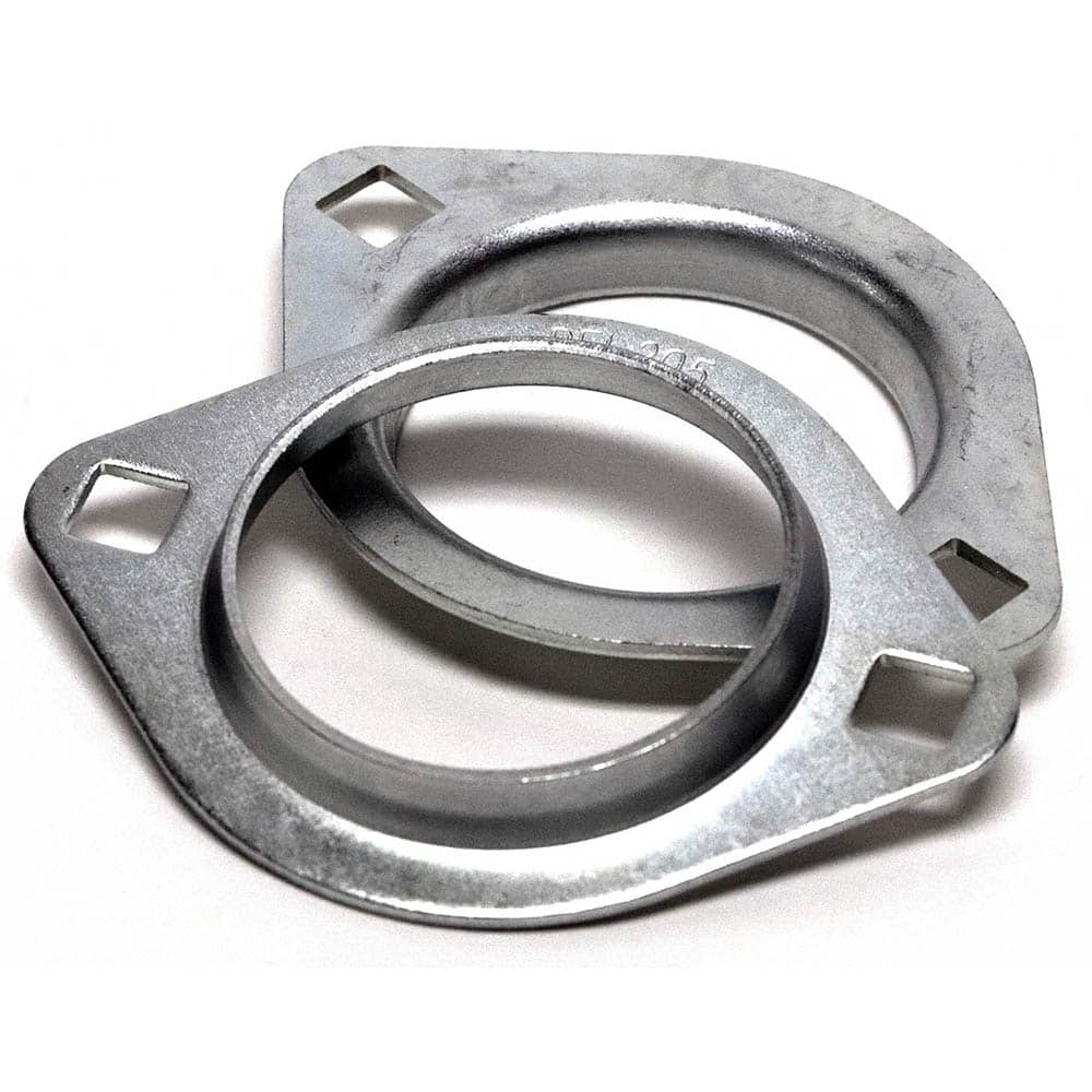 Shuster - PFL206, 62mm ID, 84mm OAL x 113mm OAH x 3/8" Wide, 2-Bolt Pressed Flange Housing - Exact Tool & Supply