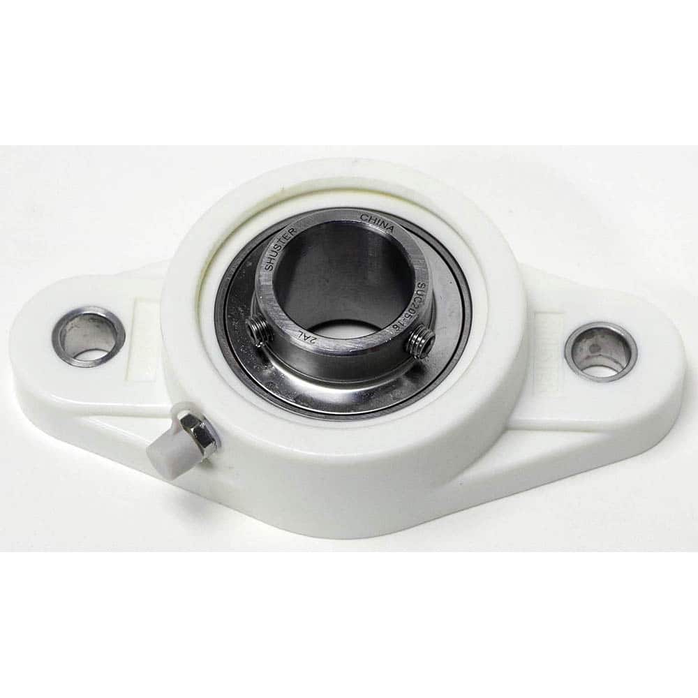 Shuster - SUCTFL207-23, 1-7/16" ID, 90mm OAL x 163.5mm OAH43.4mm Wide, 2-Bolt Flange Bearing - Exact Tool & Supply
