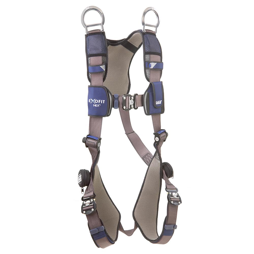 DBI/SALA - Harnesses; Style: Vest; Construction; General Industrial; Transportation; Utilities ; Size: X_Large ; Capacity (Lb.): 420 ; Features: Hybrid Shoulder; Back And Leg Comfort Padding ; Material: Repel? Polyester ; Leg Strap Buckle: Quick-Connect - Exact Tool & Supply