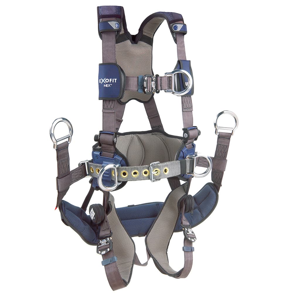DBI/SALA - Harnesses; Style: Vest; Tower Climbling; Utilities ; Size: Large ; Capacity (Lb.): 420 ; Features: Hybrid Shoulder; Back And Leg Comfort Padding ; Material: Repel? Polyester ; Leg Strap Buckle: Quick-Connect - Exact Tool & Supply