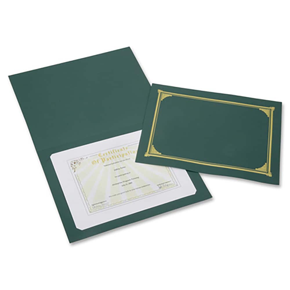 Ability One - Document Protectors; Type: Certificate/Document Holder ; Width (Inch): 9-3/4 ; Height (Inch): 12-1/2 ; Color: Green - Exact Tool & Supply