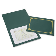 Ability One - Document Protectors; Type: Certificate/Document Holder ; Width (Inch): 9-3/4 ; Height (Inch): 12-1/2 ; Color: Green - Exact Tool & Supply