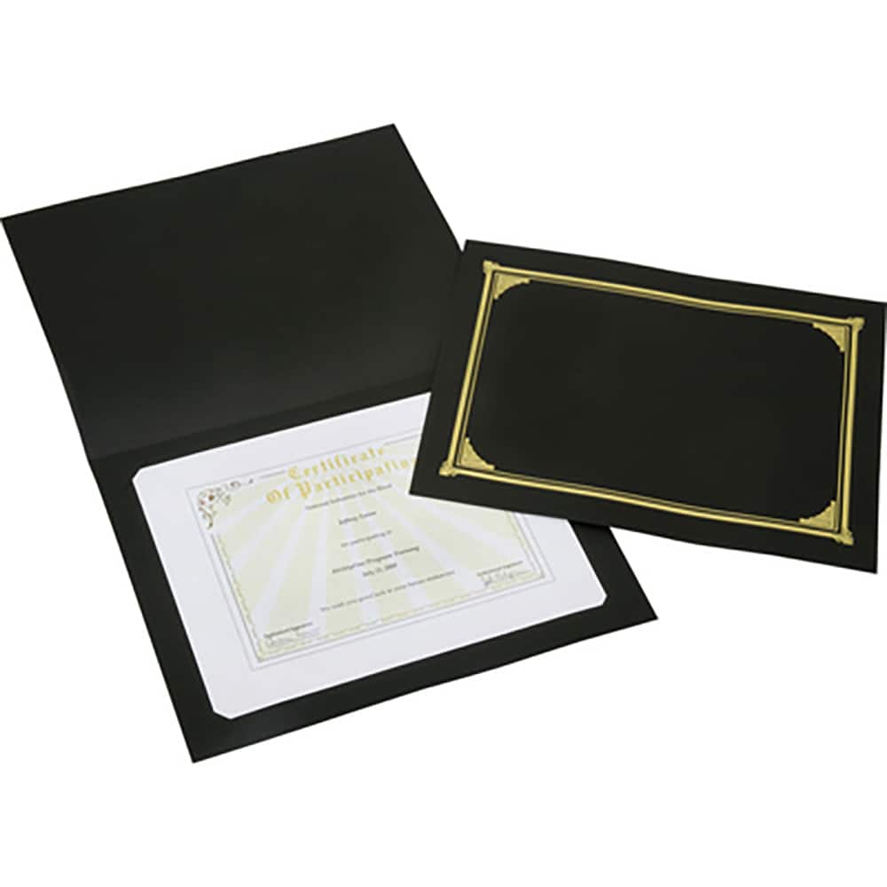 Ability One - Document Protectors; Type: Certificate/Document Holder ; Width (Inch): 9-3/4 ; Height (Inch): 12-1/2 ; Color: Black - Exact Tool & Supply