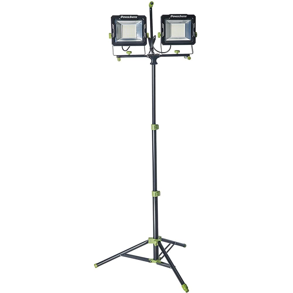 PowerSmith - 200 Watt Floor Tripod Twin Angle Electric Portable LED Light - Exact Tool & Supply