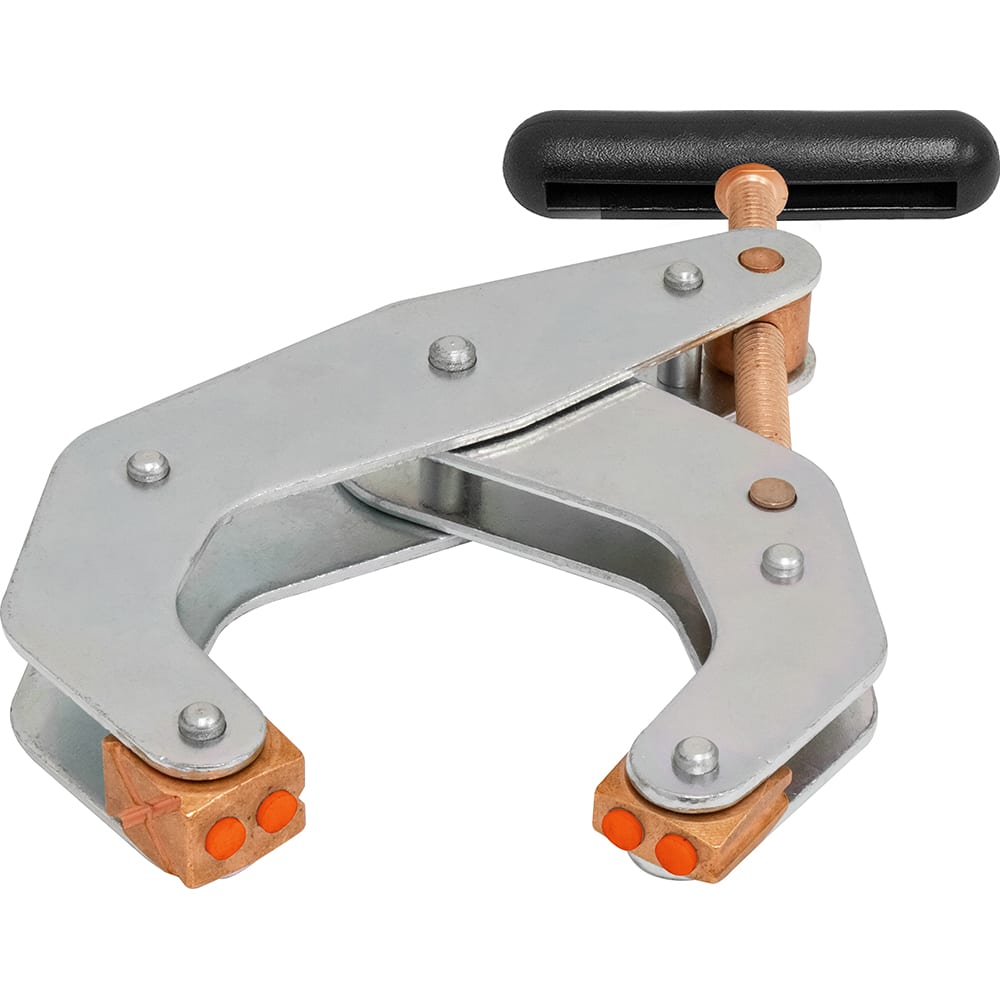 Kant Twist - Cantilever Clamps; Handle Style: Round Handle ; Maximum Opening Capacity (Inch): 4-1/2 ; Open Throat Depth (Inch): 2-3/8 ; Closed Throat Depth (Inch): 2-5/8 ; Jaw Material: Copper Plated Steel; Polyurethane ; Load Capacity (Lb.): 1700.000 - Exact Tool & Supply
