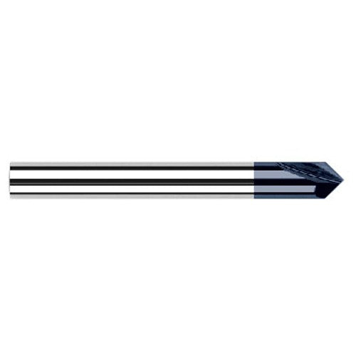 Chamfer Cutters - 0.3750″ (3/8″) Shank Diameter × 45° per side Carbide Pointed Chamfer Cutter DE, 2 Flutes, AlTiN Coated - Exact Tool & Supply