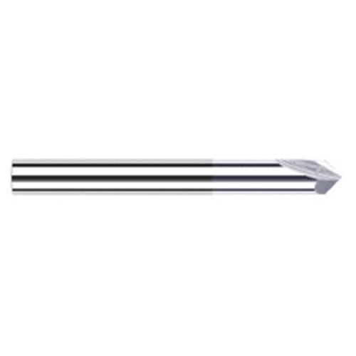 Chamfer Cutters - 0.1250″ (1/8″) Shank Diameter × 20° per side Carbide Pointed Chamfer Cutter, 2 Flutes, TiB2 Coated - Exact Tool & Supply