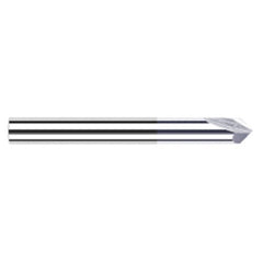 Chamfer Cutters - 0.1250″ (1/8″) Shank Diameter × 20° per side Carbide Pointed Chamfer Cutter, 2 Flutes, TiB2 Coated - Exact Tool & Supply