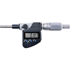 Mitutoyo - Electronic Micrometer Heads; Minimum Measurement (mm): 0 ; Maximum Measurement (mm): 25 ; Calibrated: No ; Resolution (mm): 0.001 ; Thimble Type: Plain ; Data Output: Yes - Exact Tool & Supply