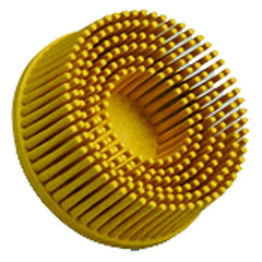 Scotch-Brite Roloc Bristle Disc RD-ZB 80 TR Yellow 3″ × 5/8″ Tapered - Exact Tool & Supply