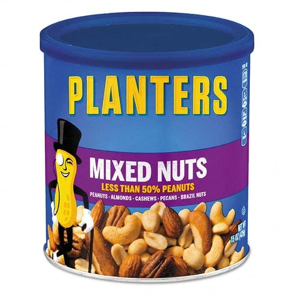 Planters - Snacks, Cookies, Candy & Gum Breakroom Accessory Type: Nuts Breakroom Accessory Description: Mixed Nuts, 15 oz Can - Exact Tool & Supply
