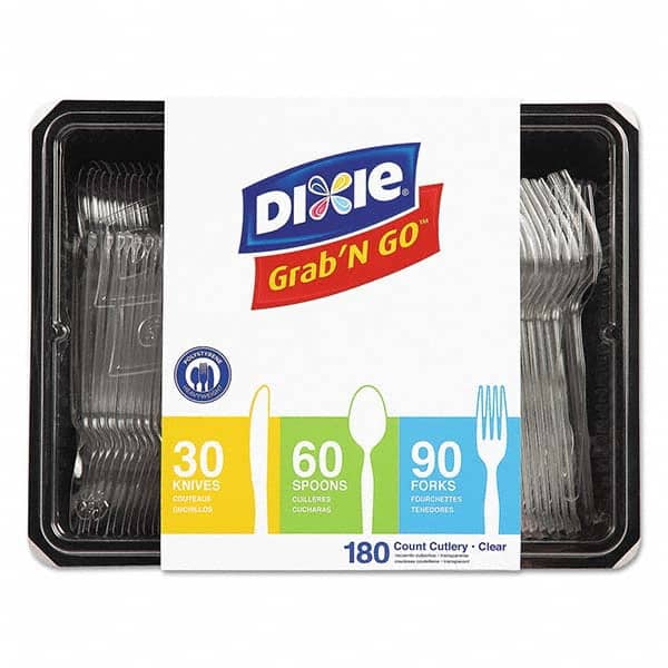 Dixie - Heavyweight Polystyrene Cutlery, Clear, Knives/Spoons/Forks, 180/Pack, 10Pk/Ctn - Exact Tool & Supply