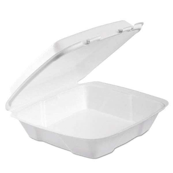 DART - Foam Hinged Lid Container, 1-Comp, 9 x 9 2/5 x 3, White, 100/Bag, 2 Bag/Carton - Exact Tool & Supply